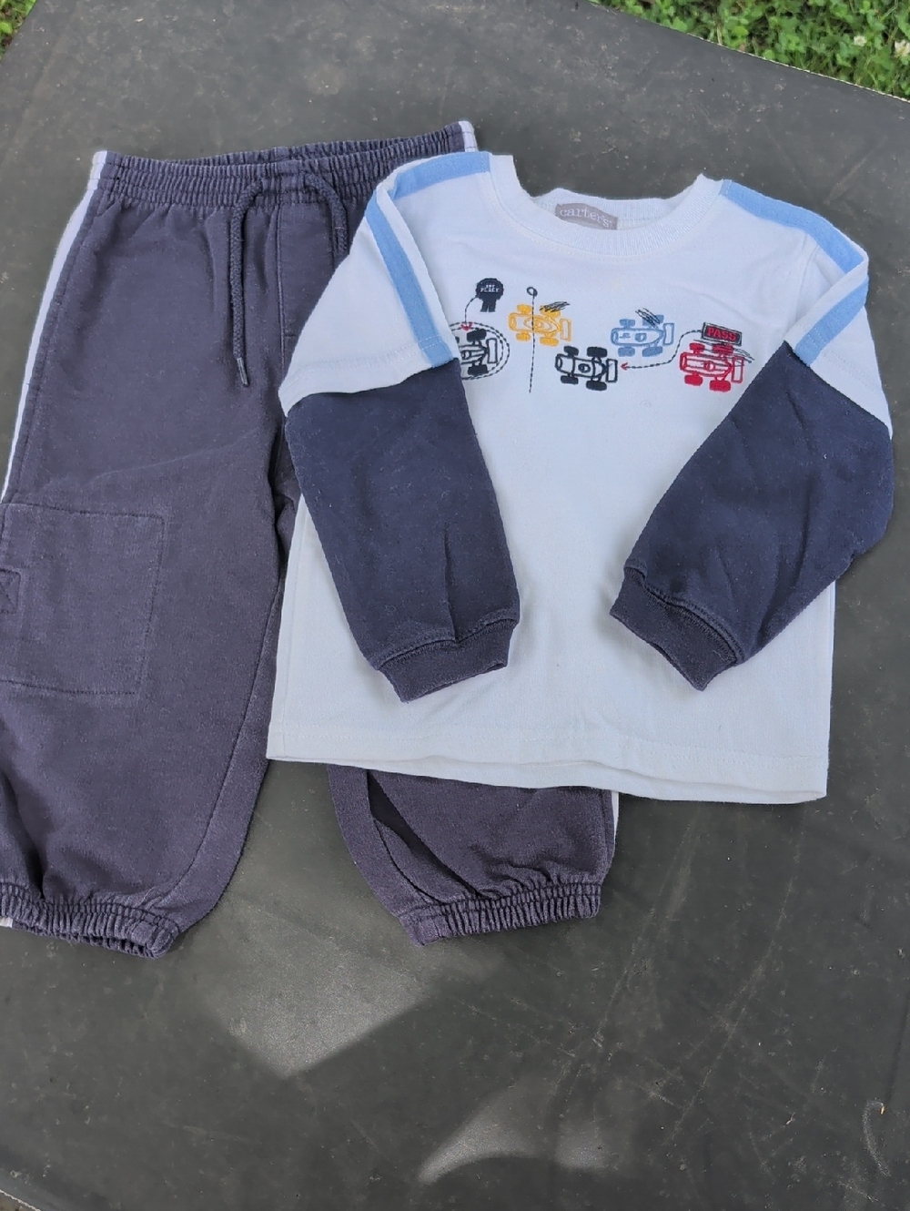 Carter's Navy, White Race Cars Top with Navy Joggers